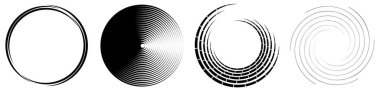 Spiral, girdap, dönme elementi ayarlandı. Dönen dairesel şekil Vektör İllüstrasyonu