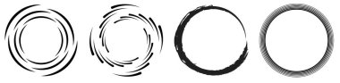 Spiral, girdap, dönme elementi ayarlandı. Dönen dairesel şekil Vektör İllüstrasyonu