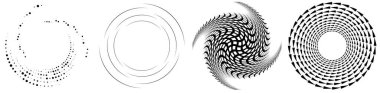 Spiral, girdap, dönme elementi ayarlandı. Dönen dairesel şekil Vektör İllüstrasyonu