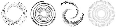 Spiral, girdap, dönme elementi ayarlandı. Dönen dairesel şekil Vektör İllüstrasyonu