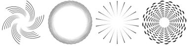 Spiral, girdap, dönme elementi ayarlandı. Dönen dairesel şekil Vektör İllüstrasyonu