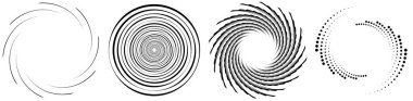 Spiral, girdap, dönme elementi ayarlandı. Dönen dairesel şekil Vektör İllüstrasyonu