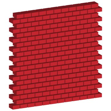 Kırmızı tuğla duvar, tuğla duvar. Masonluk, taş işçiliği, inşaat ve mimari kavramları ikon Stok illüstrasyonu, Clip sanat grafikleri.