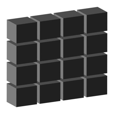 Duvar, blok, barikat grafiği. Taş işçiliği, duvarcılık, engelli sembol, logo