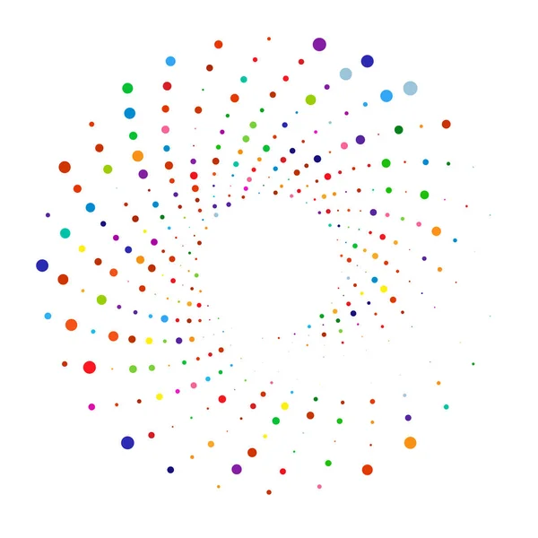 点状の円状の螺旋です 渦巻き旋回 円の旋回 ステッピング ポインティリストデザイン スペックル フレックスベクトルイラスト — ストックベクタ