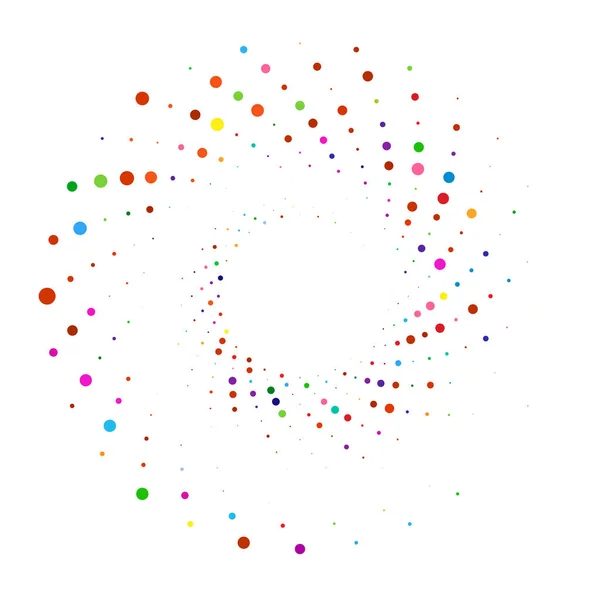 Pontos Espiral Circular Pontilhada Rodar Girar Círculos Desenho Pontilhado Pontilhado — Vetor de Stock