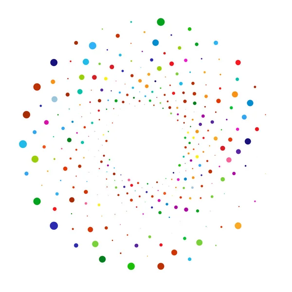 Stippen Gestippelde Cirkelvormige Spiraal Draaien Draaien Van Cirkels Stippen Pointillist — Stockvector