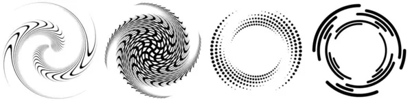 Spiral Swirl Twirl Element Set Rotierende Kreisform Vektor Illustration — Stockvektor