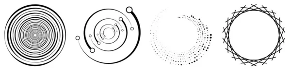 Conjunto Elementos Espirais Giratórios Giratórios Rotativa Forma Circular Vector Ilustração —  Vetores de Stock