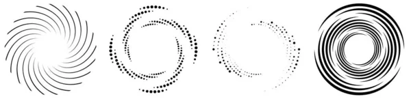 Ensemble Spirale Tourbillon Élément Tourbillonnant Forme Circulaire Rotative Illustration Vectorielle — Image vectorielle