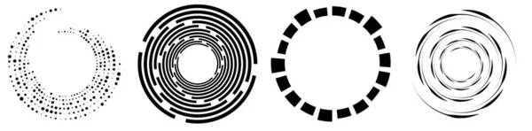 Conjunto Elementos Espirais Giratórios Giratórios Rotativa Forma Circular Vector Ilustração —  Vetores de Stock