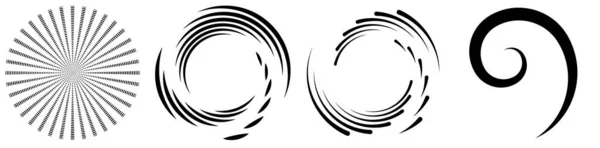 Спіральний Вихровий Вихровий Набір Елементів Обертається Круглої Форми Векторні Ілюстрації — стоковий вектор