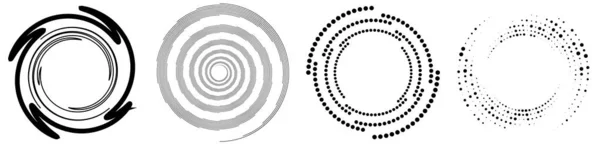 Conjunto Elementos Espirais Giratórios Giratórios Rotativa Forma Circular Vector Ilustração —  Vetores de Stock