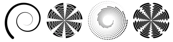 Spirale Vortice Elemento Rotazione Impostato Rotante Forma Circolare Vettoriale Illustrazione — Vettoriale Stock