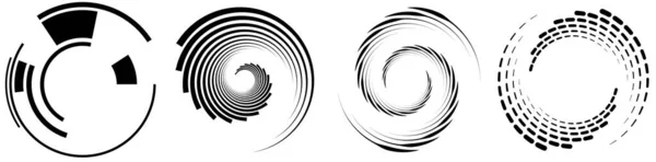 Spiralny Wirujący Obrotowy Element Ustawiony Obracający Się Okrągły Kształt Ilustracja — Wektor stockowy