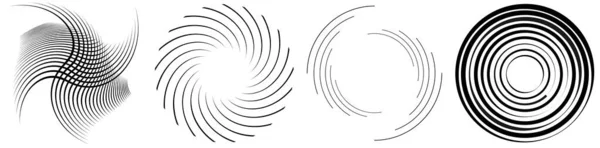 Conjunto Elementos Espirais Giratórios Giratórios Rotativa Forma Circular Vector Ilustração — Vetor de Stock