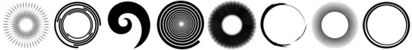 Spiraalvormig Draaibaar Draaibaar Element Ingesteld Roterende Cirkelvorm Vector Illustratie — Stockvector