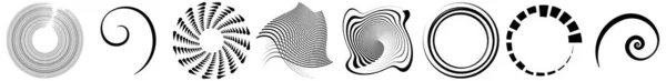 Spiral Swirl Twirl Element Set Rotierende Kreisform Vektor Illustration — Stockvektor