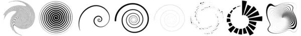 Spiral Swirl Twirl Element Set Rotierende Kreisform Vektor Illustration — Stockvektor