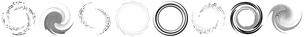 Spiral Swirl Twirl Element Set Rotating Circular Shape Vector Illustration — Stock Vector