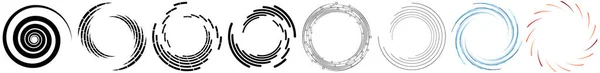 Conjunto Elementos Espirais Giratórios Giratórios Rotativa Forma Circular Vector Ilustração —  Vetores de Stock