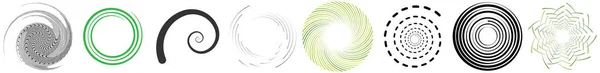 Spiral Swirl Twirl Element Set Rotierende Kreisform Vektor Illustration — Stockvektor