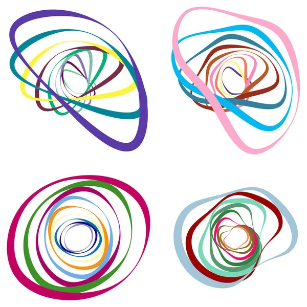 Conjunto Elementos Espirais Giratórios Giratórios Vetor Abstrato — Vetor de Stock