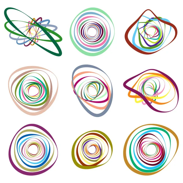 Espiral Remolino Conjunto Elementos Giratorios Vector Abstracto — Vector de stock