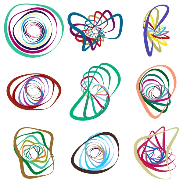 Spiral Swirl Twirl Element Set Abstract Vector — Stock Vector