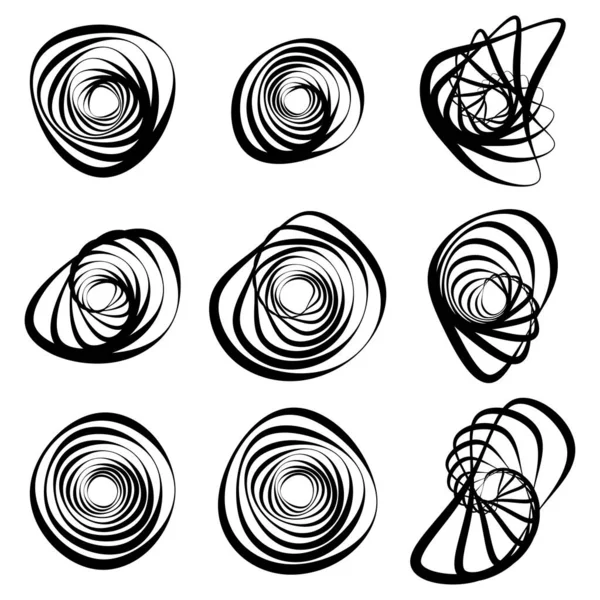 Spiral Swirl Twirl Element Set Abstract Vector — Stock Vector