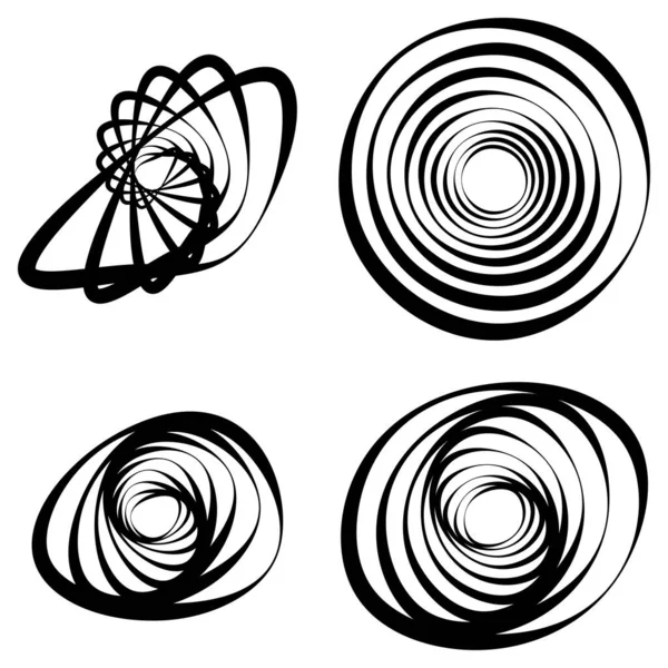 Conjunto Elementos Espirais Giratórios Giratórios Vetor Abstrato — Vetor de Stock