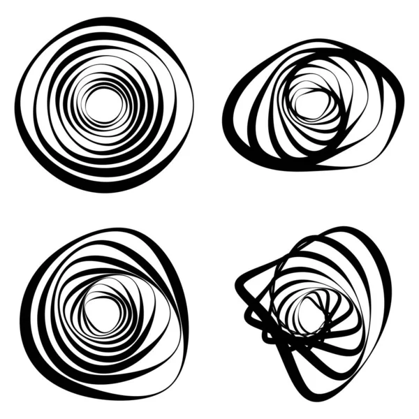 Ensemble Spirale Tourbillon Élément Tourbillonnant Vecteur Abstrait — Image vectorielle