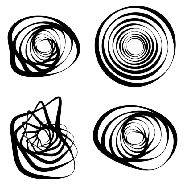 Spiral Swirl Twirl Element Set Abstract Vector — Stock Vector