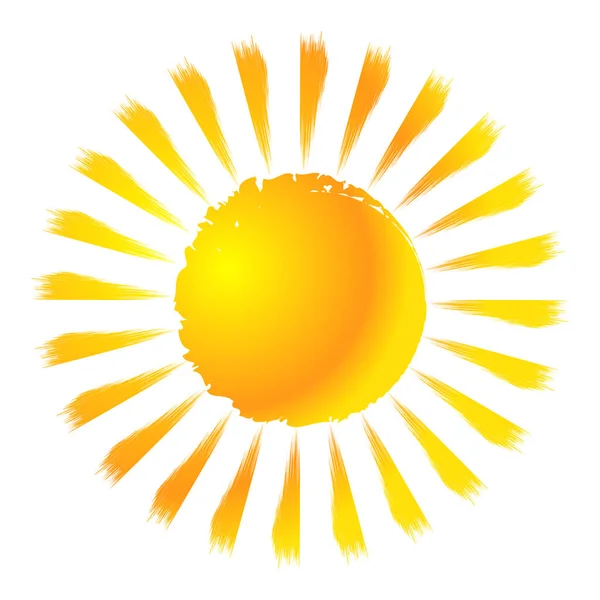 Grungy Grunge Textured Sun Clip Art Design Element Malovaná Náčrtková — Stockový vektor