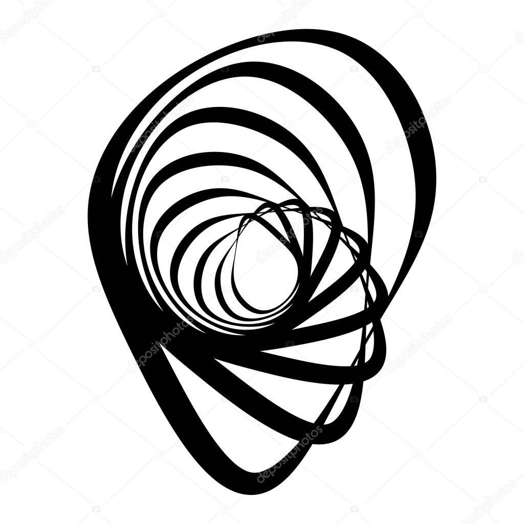 Spiral, swirl, twirl element set. Abstract vector