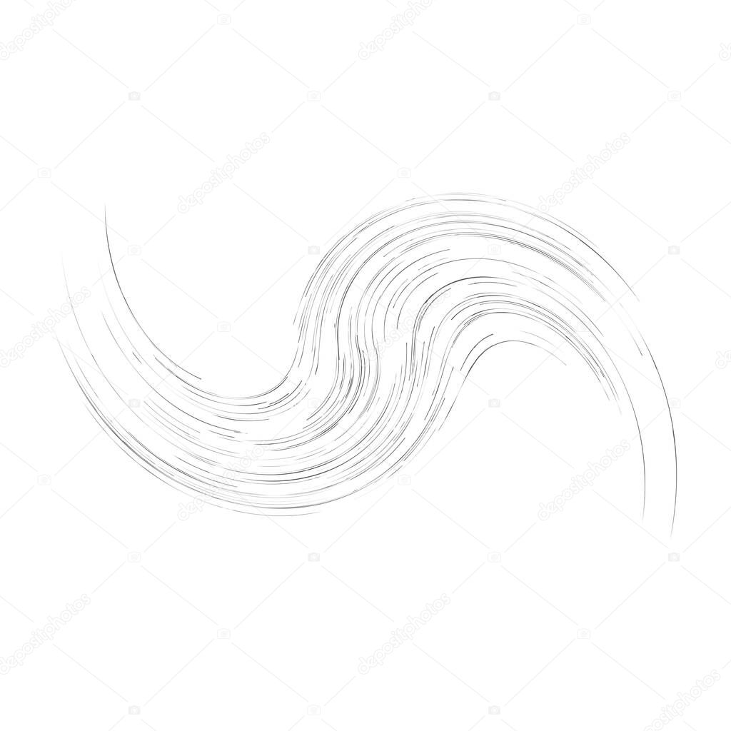 Cycle design element with contort, spin effect. Abstract swerve circlet spiral