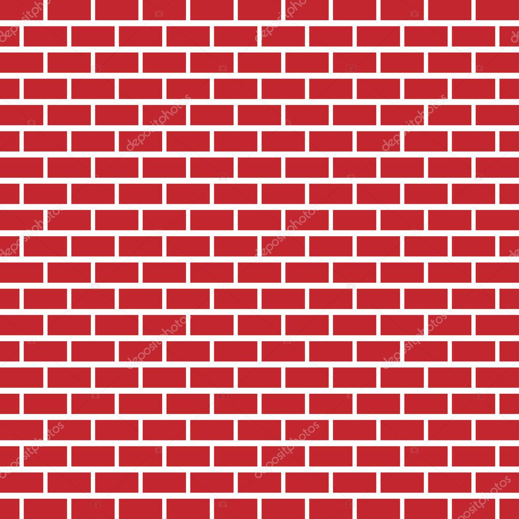 Red brickwall, brick wall. Masonry, stonework, building and architecture concepts icon  Stock illustration, Clip art graphics.