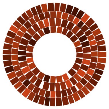 Geometrik daire elementi. Dairesel kırmızı taş işçiliği, duvarcılık taşı, kaya daireleri..