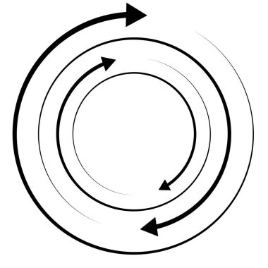 Dönen oklar. Eş merkezli, dairesel ve dairesel ok elementi. Döngüsel imleç, imleç simgesi