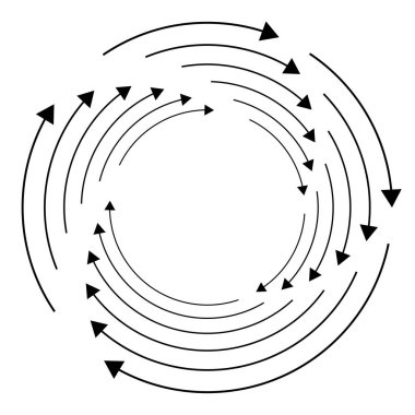 Dönen oklar. Eş merkezli, dairesel ve dairesel ok elementi. Döngüsel imleç, imleç simgesi