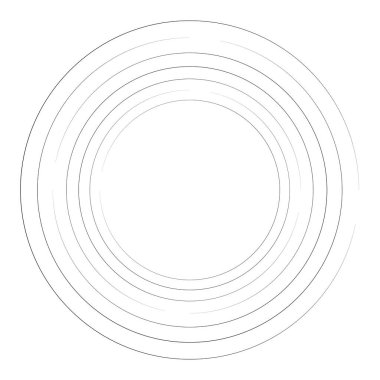 Döngüsel daire, sarmal, volta elementi. Döndürme, santrifüj ve dönme etkisiyle eş merkezli şekil. Döndürme, döndürme ve döndürme vektör illüstrasyonu