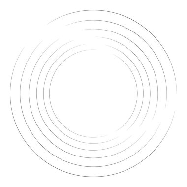 Döngüsel daire, sarmal, volta elementi. Döndürme, santrifüj ve dönme etkisiyle eş merkezli şekil. Döndürme, döndürme ve döndürme vektör illüstrasyonu