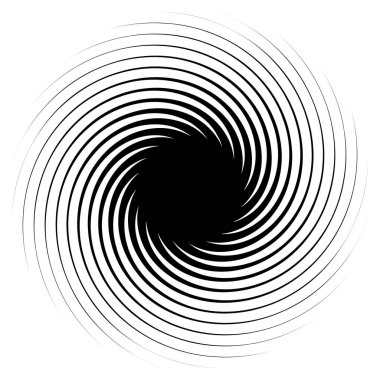 Döngüsel daire, sarmal, volta elementi. Döndürme, santrifüj ve dönme etkisiyle eş merkezli şekil. Döndürme, döndürme ve döndürme vektör illüstrasyonu
