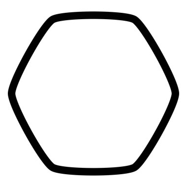 Yuvarlak altıgen çokgen hatlı, ana hatlı şekil. Yumuşak, pürüzsüz tasarım ögesi 