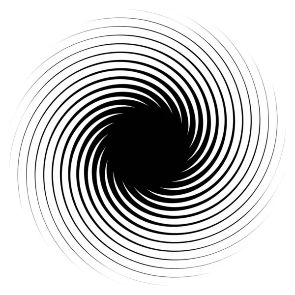 Döngüsel daire, sarmal, volta elementi. Döndürme, santrifüj ve dönme etkisiyle eş merkezli şekil. Döndürme, döndürme ve döndürme vektör illüstrasyonu