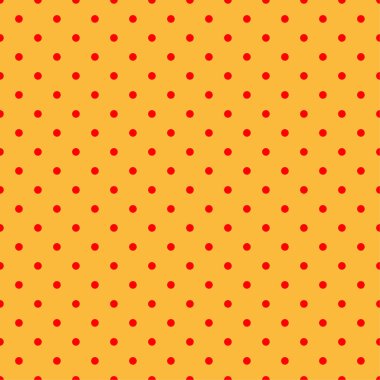Pop sanat, çizgi roman sarı ve kırmızı noktalı, kusursuz bir şekilde tekrarlanabilir geometrik desen çiziyor. Noktacılık, noktalama ve noktalama, noktalama retro sanat illüstrasyonu