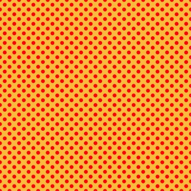 Pop sanat, çizgi roman sarı ve kırmızı noktalı, kusursuz bir şekilde tekrarlanabilir geometrik desen çiziyor. Noktacılık, noktalama ve noktalama, noktalama retro sanat illüstrasyonu