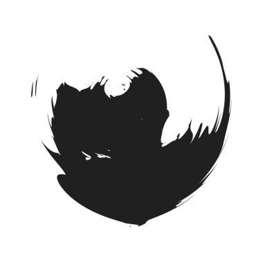 İğrenç, iğrenç ve dokulu daire. Boya fırçası, fırça darbesi vektörü. Mürekkep, sıvı ve sıvı kenar sıçrama efekti