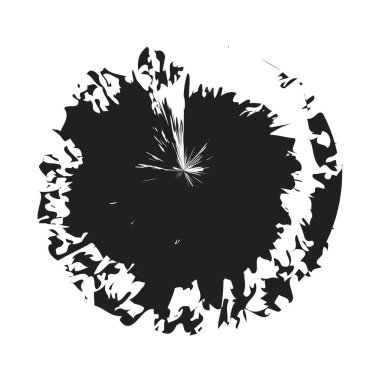 İğrenç, iğrenç ve dokulu daire. Boya fırçası, fırça darbesi vektörü. Mürekkep, sıvı ve sıvı kenar sıçrama efekti