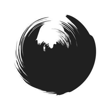 İğrenç, iğrenç ve dokulu daire. Boya fırçası, fırça darbesi vektörü. Mürekkep, sıvı ve sıvı kenar sıçrama efekti